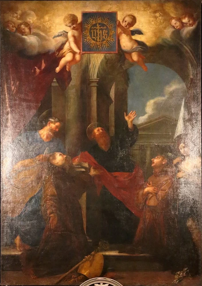 Santi Bernardino, Giovanni da Capestrano e altri in adorazione del trigramma di Cristo - Ognissanti, Firenze